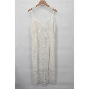 White House Black Market White Lace Slip Dress Size 10 Boho Classic WHBM Wedding